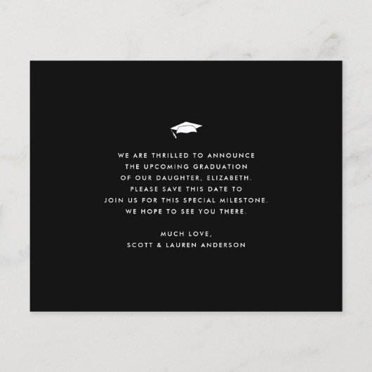 Budget Zwart Wit Foto Opslaan Datum Afstuderen Uit (Achterkant)