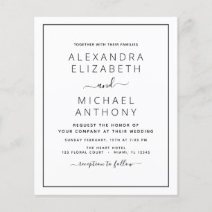 Budget Zwart Wit Huwelijk met Foto Uitnodiging F Flyer