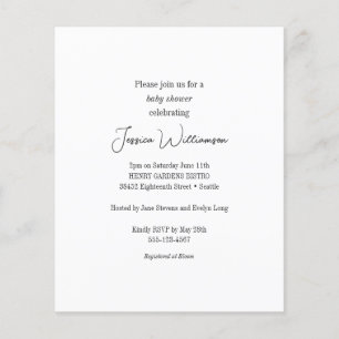 Budget Zwart Wit Minimalistisch Baby shower Invite