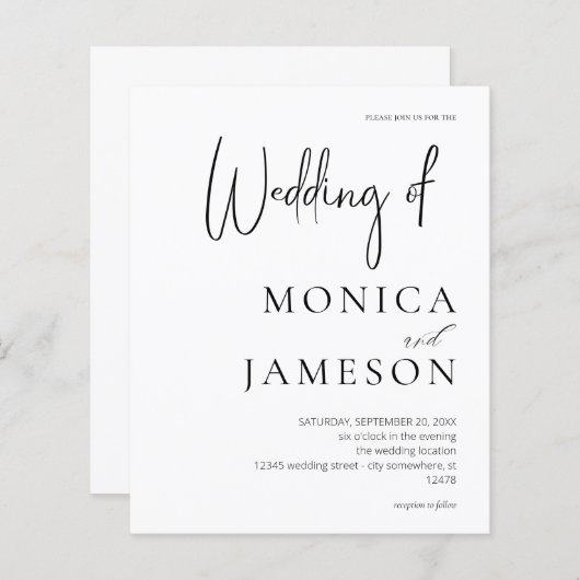 Budget zwart-wit modern huwelijk 3 (Voorkant / Achterkant)