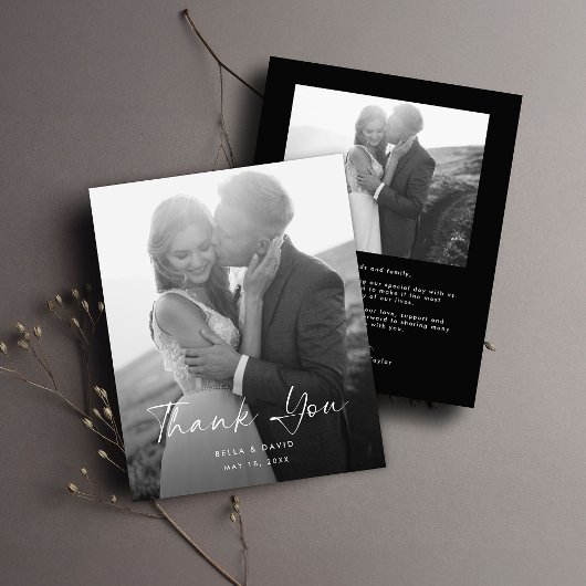 Budget zwart wit script foto bruiloft dank u