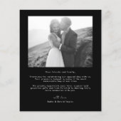 Budget zwart wit script foto bruiloft dank u (Achterkant)