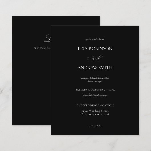 Budget Zwarte Calligrafie Huwelijk (Voorkant / Achterkant)