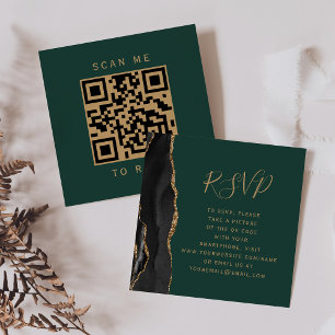 Budget Zwarte Goud Agaat Groene Trouw QR Code RSVP Informatiekaartje
