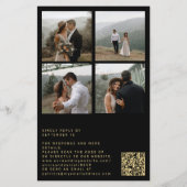 Budget zwarte overlay foto QR code RSVP bruiloft Flyer (Achterkant)