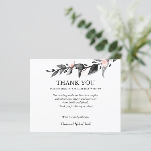 BUDGET ZWARTE PINK BLOEMWEDING DANK U (Staand voorkant)