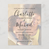 Budget Zwarte Script  2 foto's Trouwuitnodiging (Voorkant)