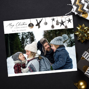 Budget Zwarte Sierballen & Para Foto Prettig Kerst Flyer