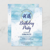 budgetblauwe abstracte waterverf splash glitter (Voorkant / Achterkant)