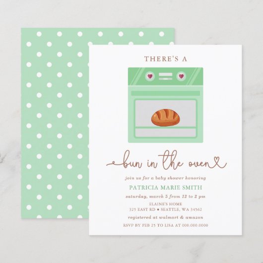 Budgetbundel in de oven genderneutraal Baby shower (Voorkant / Achterkant)