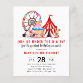 Budgetcarnaval Circus Show Birthday uitnodiging (Voorkant)