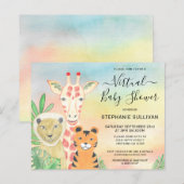 Budgetdieren virtuele Baby shower-uitnodiging (Voorkant / Achterkant)