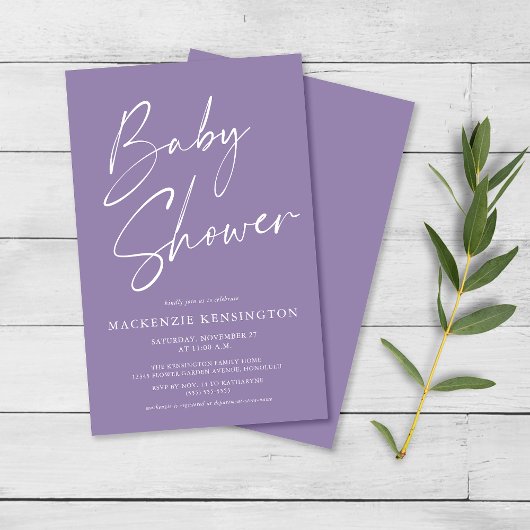 budgetlavender Paars Script Baby shower FLYER