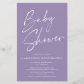 budgetlavender Paars Simple Script Baby shower (Voorkant)