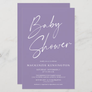 budgetlavender Paars Simple Script Baby shower