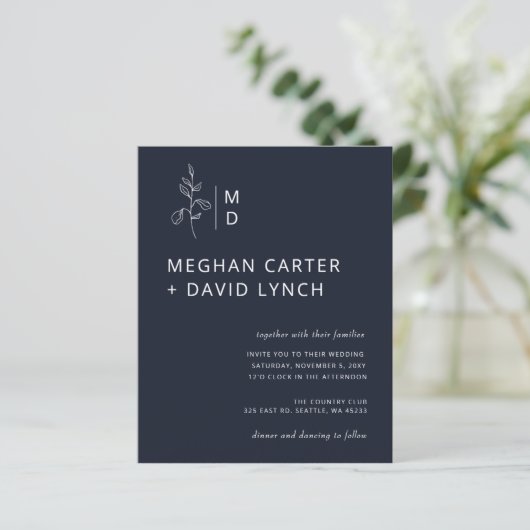 Budgetmarine Botanical Monogram Weddenschap (Staand voorkant)