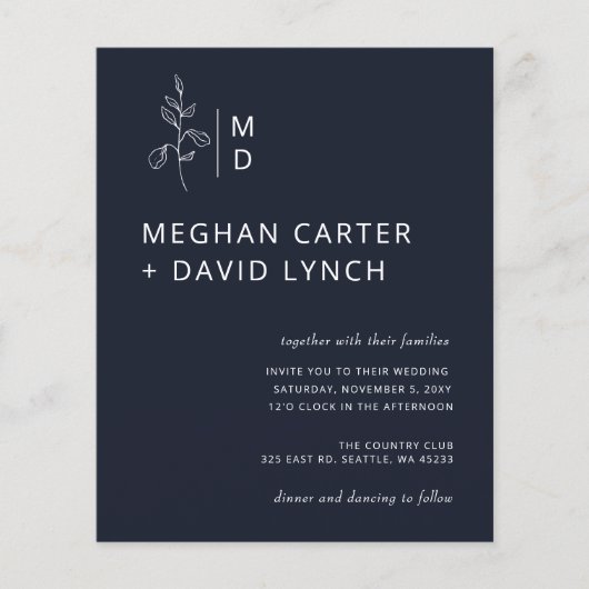 Budgetmarine Botanical Monogram Weddenschap (Voorkant)