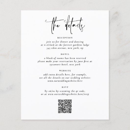 Budgetminimalistisch alles in één QR-code - bruilo (Achterkant)