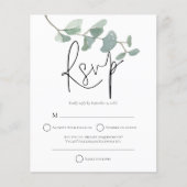 Budgetminimalistisch Eucalyptus Weddenschap RSVP (Voorkant)