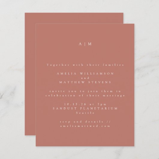 Budgetminimalistisch monogram castorweddenschap (Voorkant / Achterkant)