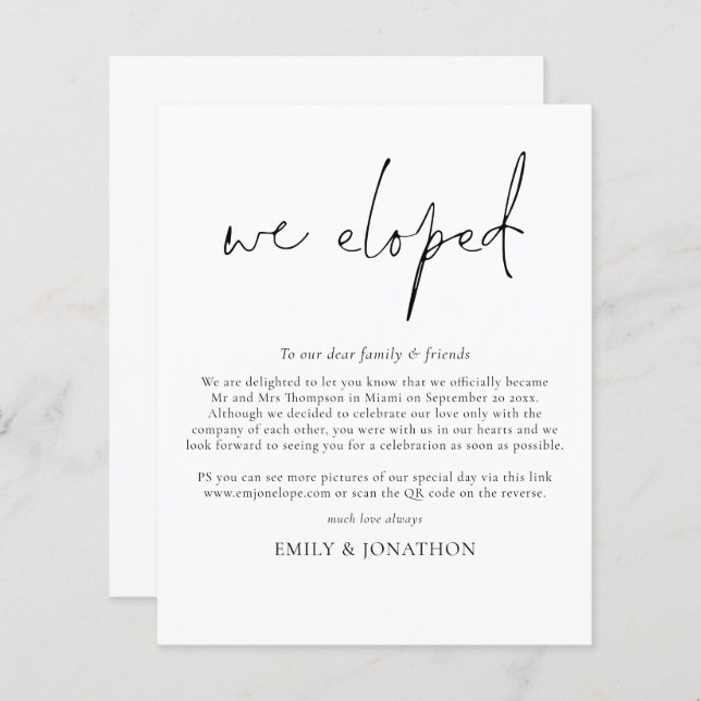 Budgetminimalistisch QR-codescript dat we hebben v (Voorkant / Achterkant)