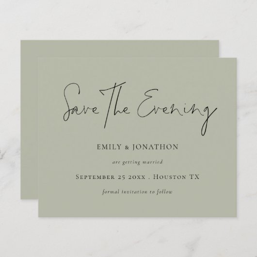 Budgetminimalistisch script Bleek Sage Bespaar 's (Voorkant / Achterkant)