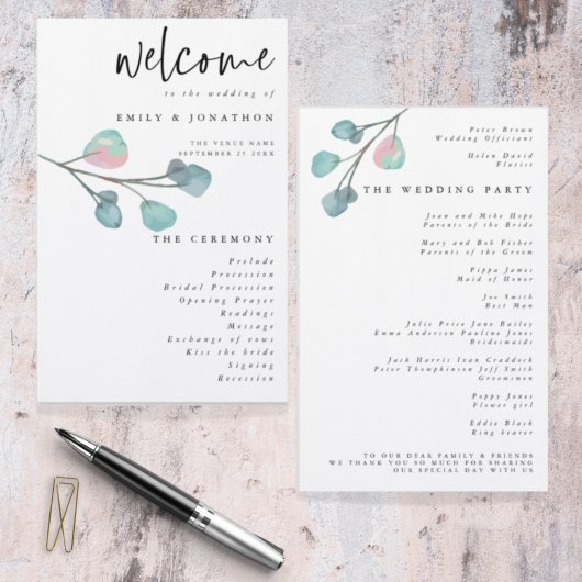 Budgetminimalistisch weddenschap met eucalyptus