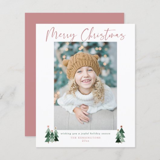 Budgetminimalistische moderne kerstfotofeestdag (Voorkant / Achterkant)