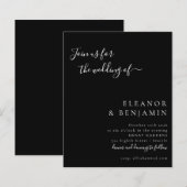 Budgetminimalistische uitnodiging voor Solid Black (Voorkant / Achterkant)