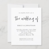 Budgetminimalistische zwarte witte QR-code bruilof (Voorkant)