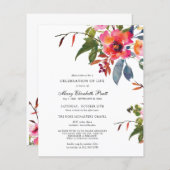 Budgetroze bloeiende viering uitnodigen (Voorkant / Achterkant)