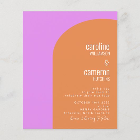 Budgetroze en Oranje retrorgeometrische bruiloft (Voorkant)