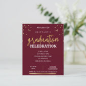 Budgetscript Elegant Red Gold Afstuderen Uitnodige (Staand voorkant)