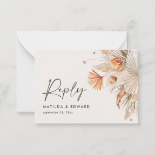budgettaire botanische trouwpampas reactie RSVP Notitiekaartje