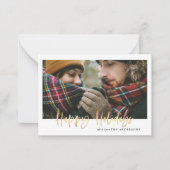 budgettaire feestdagen groene tartan fotovakantiek notitiekaartje (Voorkant)