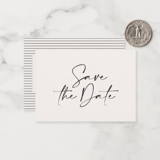 budgettaire handgeschreven trouwaankondiging notitiekaartje (Voorkant / Achterkant in situ)