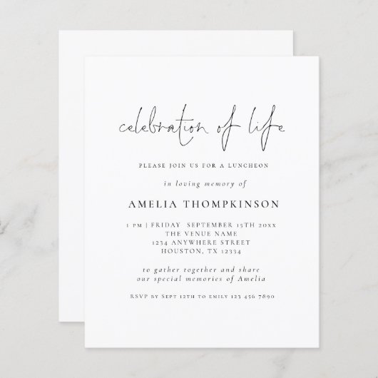 budgettaire minimalistische scriptviering van het  (Voorkant / Achterkant)