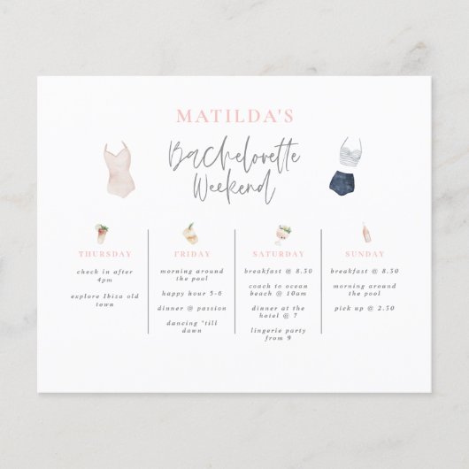 budgettaire Waterverf drink weekend bachelorette Flyer (Voorkant)