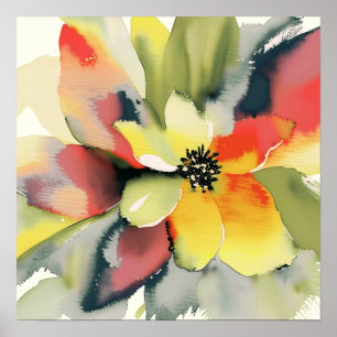 Budgetvriendelijk Levendig Waterverf Bloemen Poste Poster