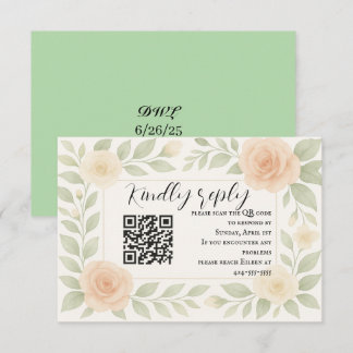 Budgetvriendelijke bloemige QR-code RSVP-kaart RSVP Kaartje