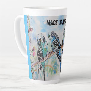 Budgie aquarel vogel schattig gemaakt in Australië Latte Mok
