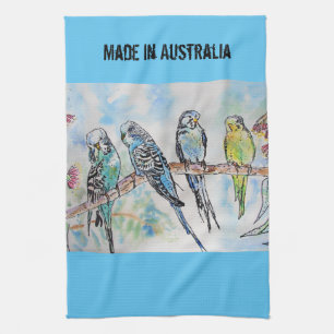 Budgie aquarel vogel schattig gemaakt in Australië Theedoek