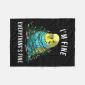 Budgie Bird Christmas I'm Fine Everything Is Fine Fleece Deken (Voorkant (Horizontaal))