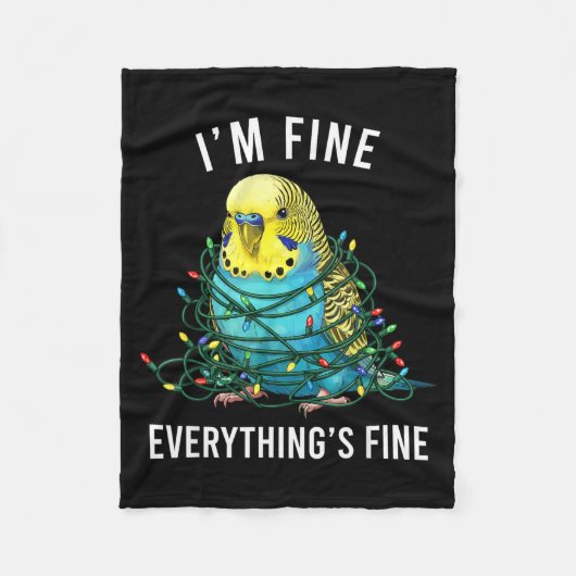 Budgie Bird Christmas I'm Fine Everything Is Fine Fleece Deken (Voorkant)