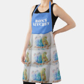 Budgie Bird Schattigee Waterverf Art Blue Mans Keu Schort (Insitu)