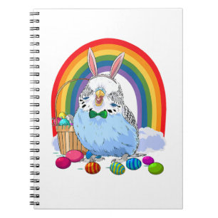 Budgie Blue Paraket Easter Eggs Bunny Premium Notitieboek