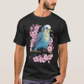 Budgie Budgerigar Bird Japanese Cherry Sakura Flow T-shirt (Voorkant)