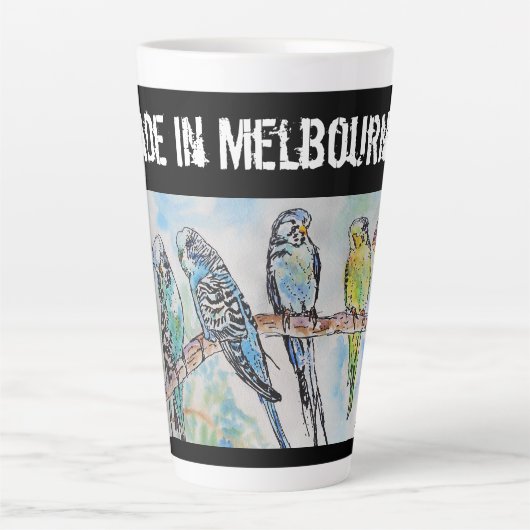 Budgie Budgerigar Bird Made In Melbourne Birds Latte Mok (Voorkant)