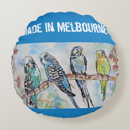 Budgie Budgerigar Bird Made In Melbourne Birds Rond Kussen (Voorkant)
