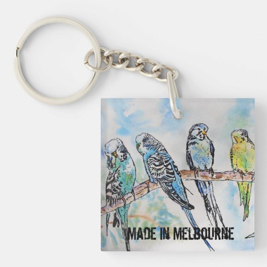 Budgie Budgerigar Bird Made In Melbourne Sleutelhanger (voorkant)
